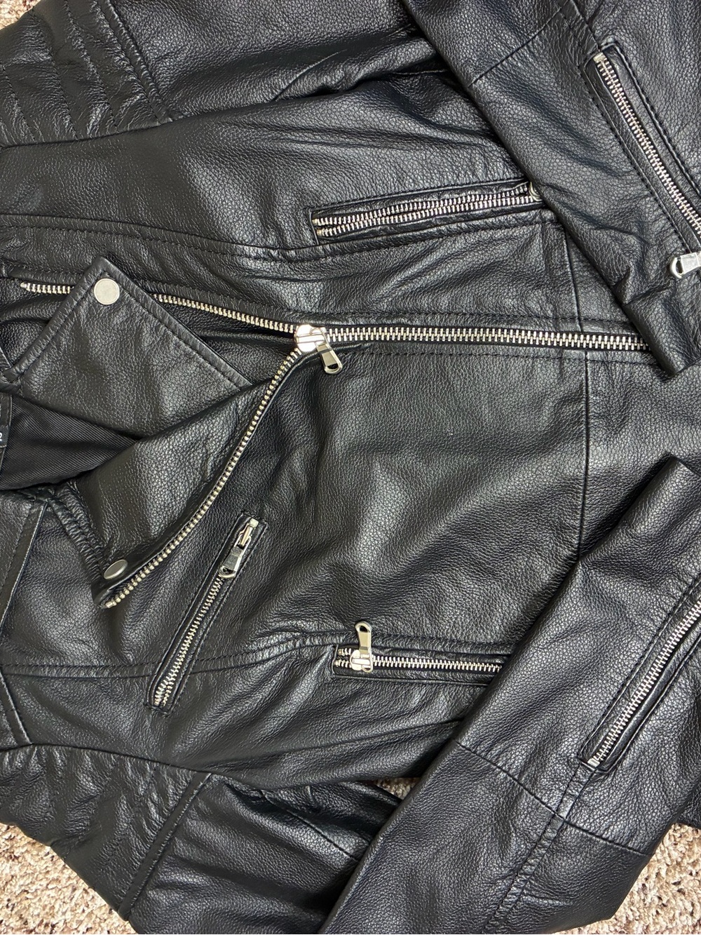 Barney’s Originals Clara 100% Sheep Leather Moto Biker Zipper Jacket - Picture 3 of 15